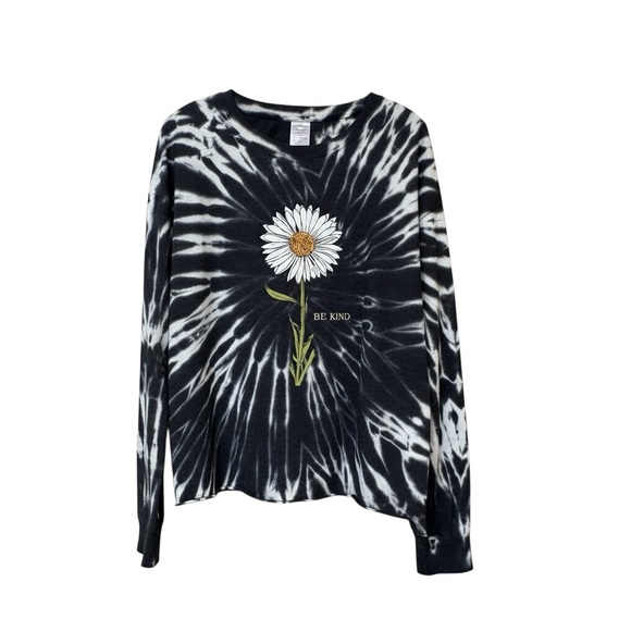 No Boundaries Tops - No Boundaries Black and White Tie-Dye Long Sleeve Graphic Tee